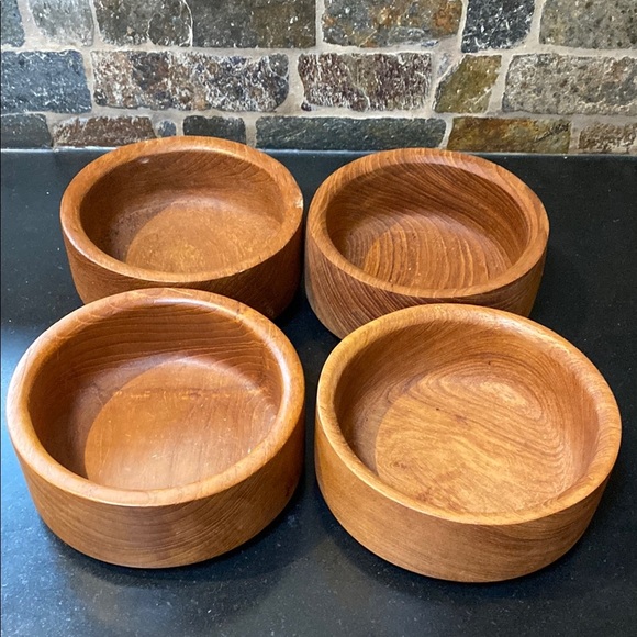 4 x teak bowls - Picture 1 of 4